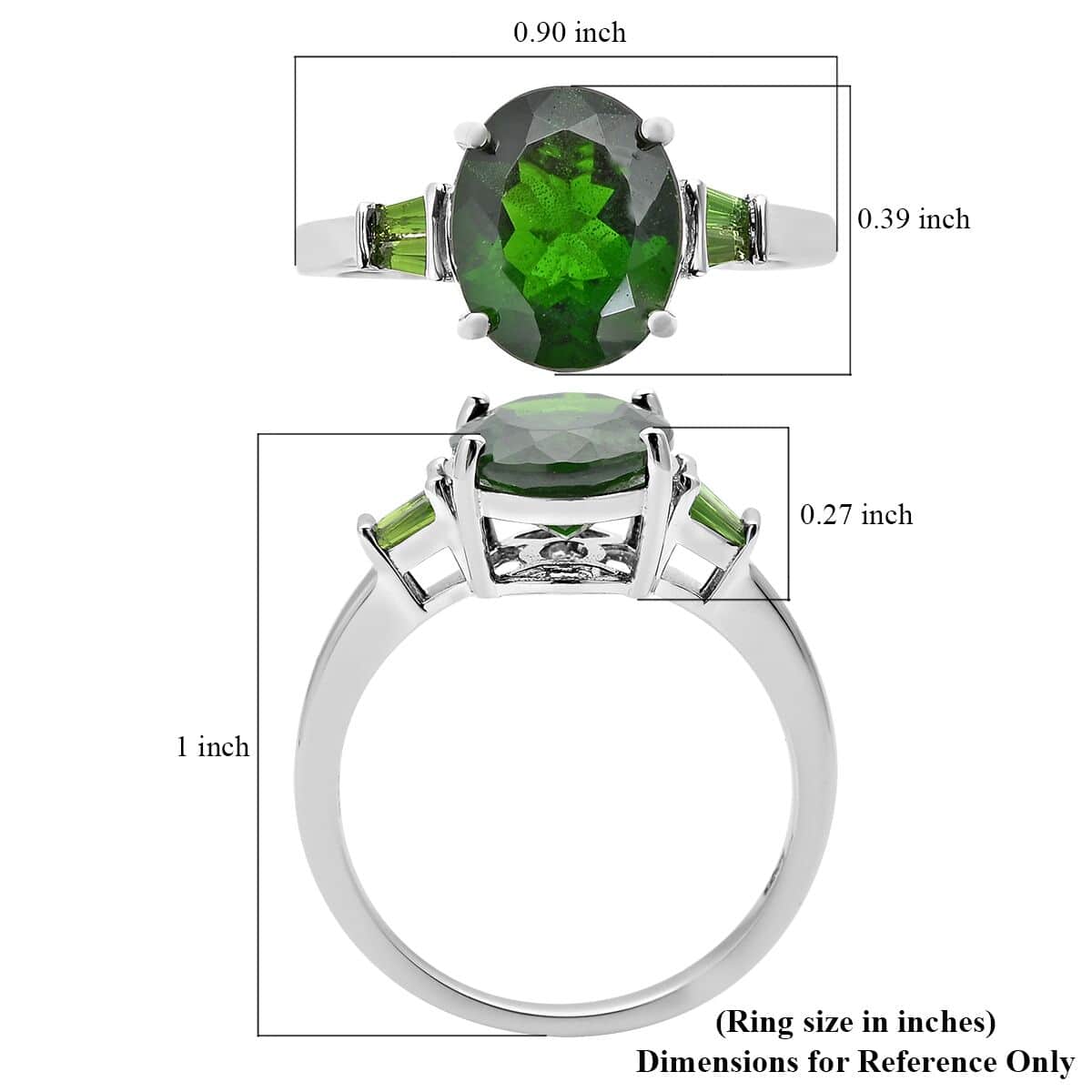 Natural Chrome Diopside Ring in Rhodium Over Sterling Silver (Size 8.0) 3.80 ctw image number 5