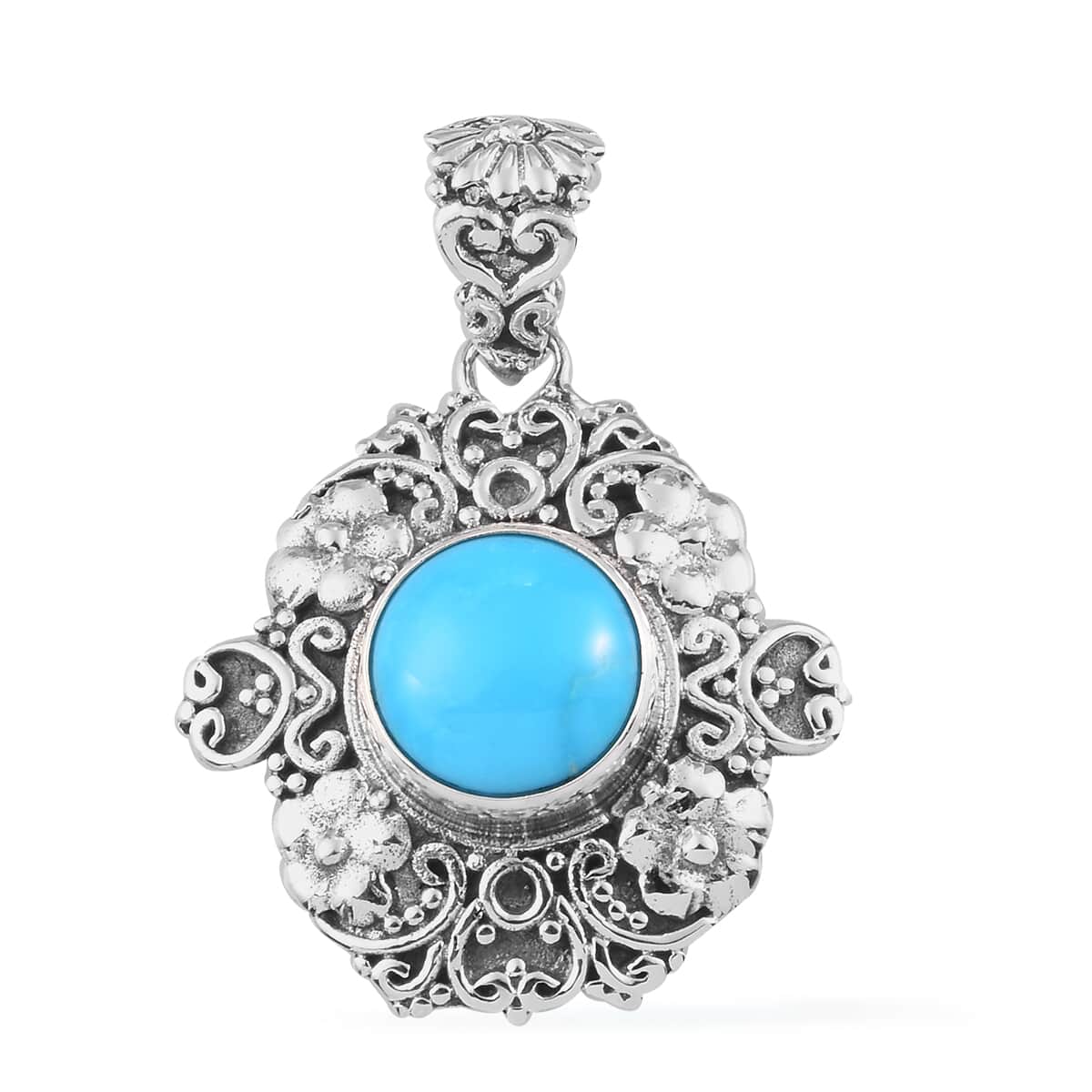 American Natural Sleeping Beauty Turquoise Pendant in Platinum Over Sterling Silver 2.00 ctw image number 0