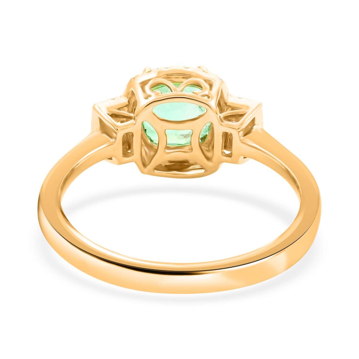 Iliana 18K Yellow Gold AAA Boyaca Colombian Emerald and G-H SI Diamond Ring (Size 7.0) 1.50 ctw image number 4