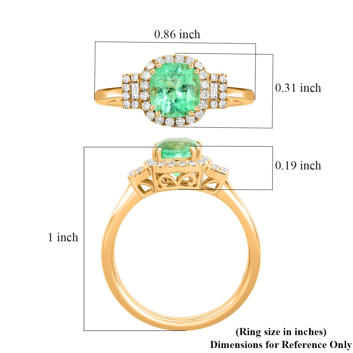 Iliana 18K Yellow Gold AAA Boyaca Colombian Emerald and G-H SI Diamond Ring (Size 7.0) 1.50 ctw image number 5