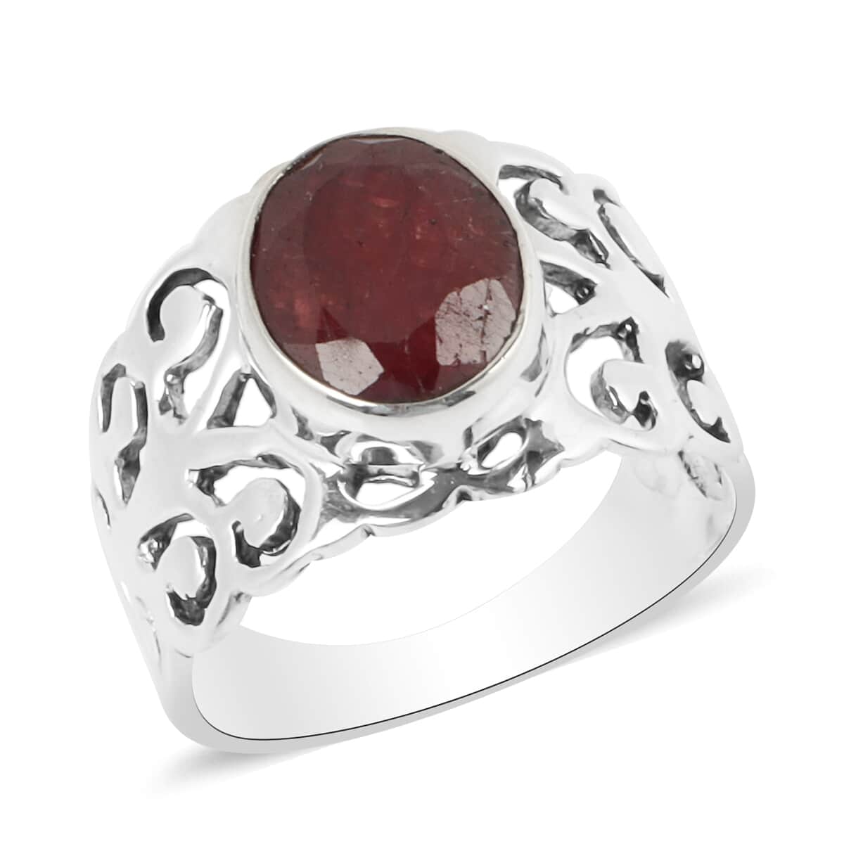Niassa Ruby (FF) Ring in Platinum Over Sterling Silver (Size 7) 3.60 ctw image number 0