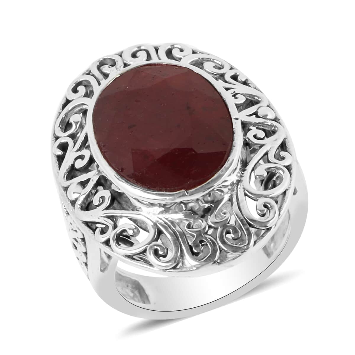 Niassa Ruby (FF) Ring in Platinum Over Sterling Silver (Size 7.0) 12.40 Grams 8.70 ctw image number 0