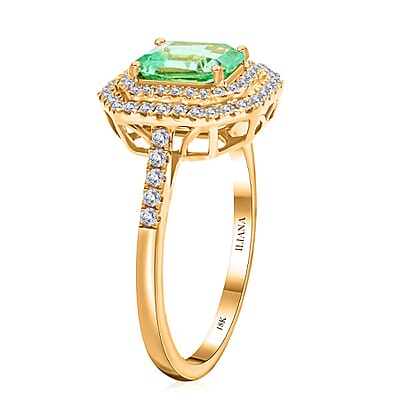 One Of A Kind Certified & Appraised Iliana AAA Boyaca Colombian Emerald and Diamond G-H SI 1.70 ctw Ring in 18K Yellow Gold (Size 8.0) 7.70 Grams