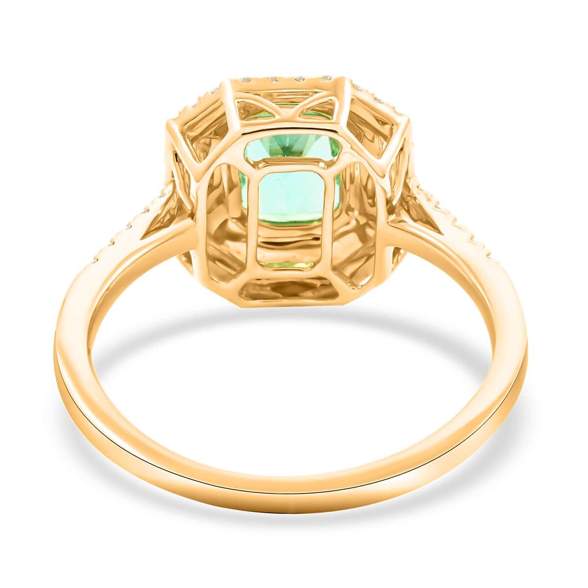 Iliana 18K Yellow Gold AAA Boyaca Colombian Emerald and G-H SI Diamond Ring (Size 8.0) 7.70 Grams 3.40 ctw image number 4