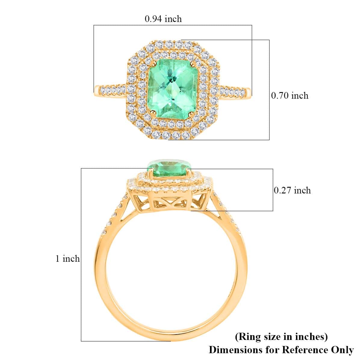 Iliana 18K Yellow Gold AAA Boyaca Colombian Emerald and G-H SI Diamond Ring (Size 8.0) 7.70 Grams 3.40 ctw image number 5
