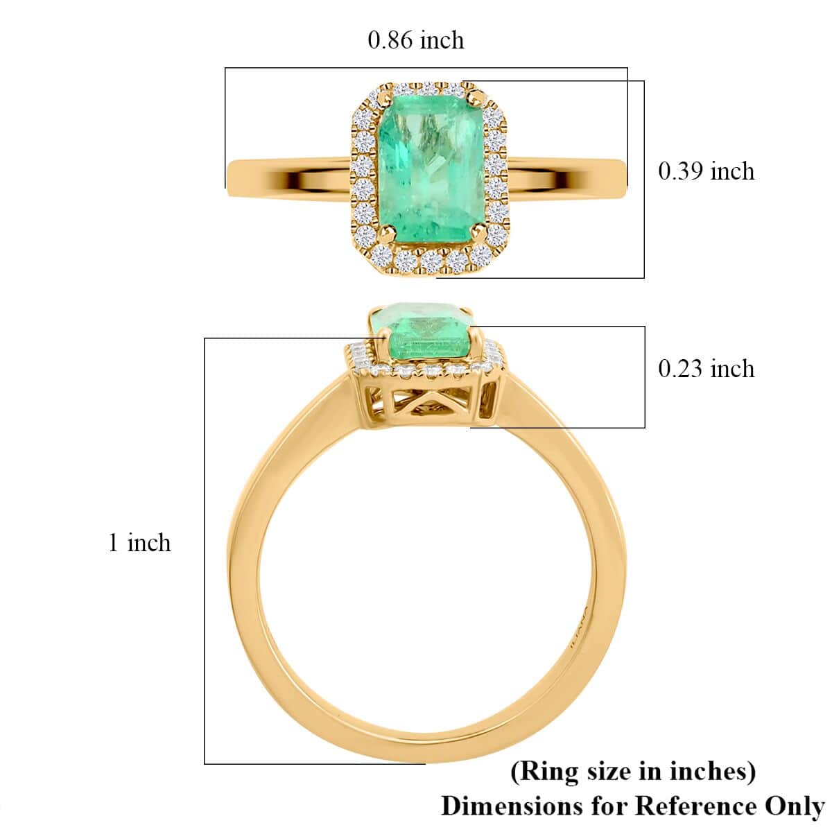 Iliana AAA Boyaca Colombian Emerald and G-H SI Diamond Ring in 18K Yellow Gold (Size 7.0) 1.40 ctw image number 5