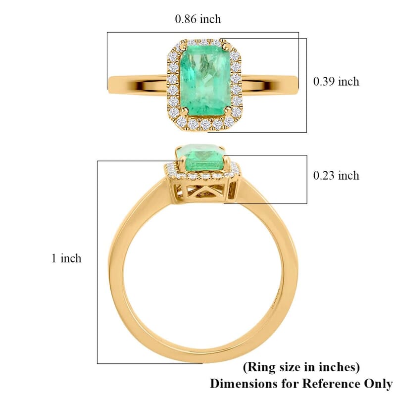 Iliana AAA Boyaca Colombian Emerald and G-H SI Diamond 1.40 ctw Ring in 18K Yellow Gold (Size 7.0) 