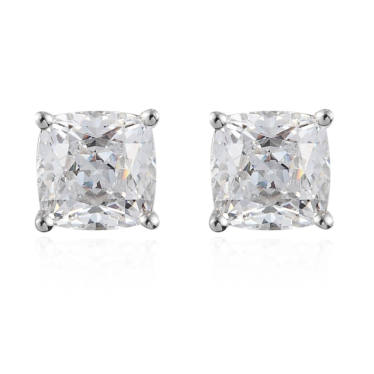 Lustro Stella Made with Finest CZ Solitaire Stud Earrings in Platinum Over Sterling Silver 4.00 ctw