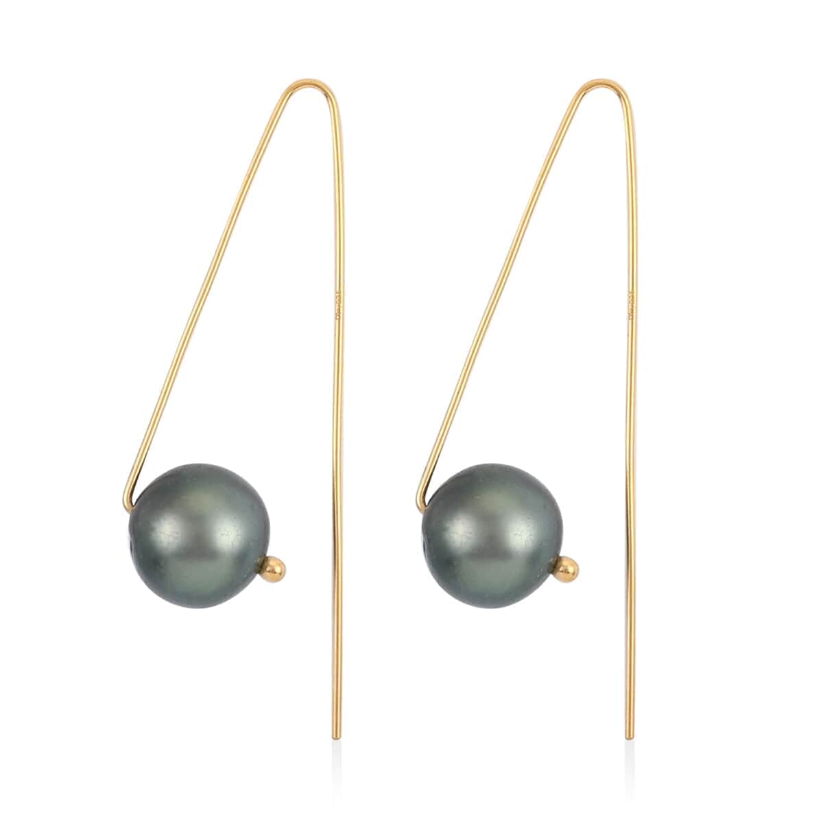 Tahitian Cultured Pearl Earrings in 14K Yellow Gold Over Sterling Silver image number 0