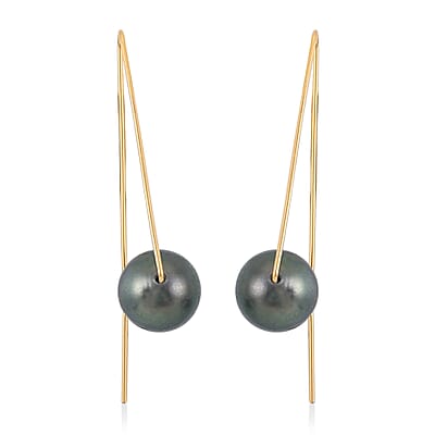 Tahitian Cultured Pearl Earrings in 14K Yellow Gold Over Sterling Silver