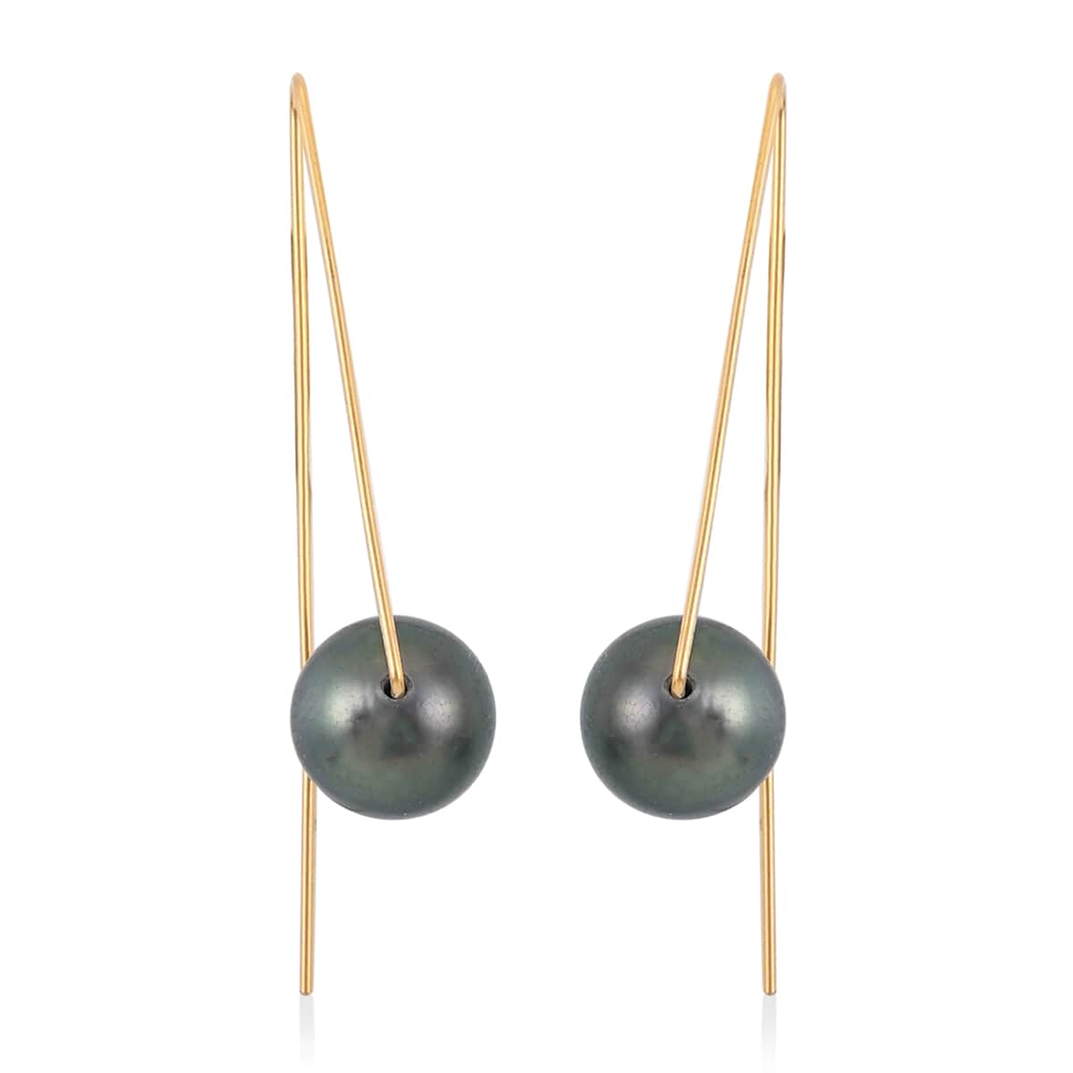 Tahitian Cultured Pearl Earrings in 14K Yellow Gold Over Sterling Silver image number 1