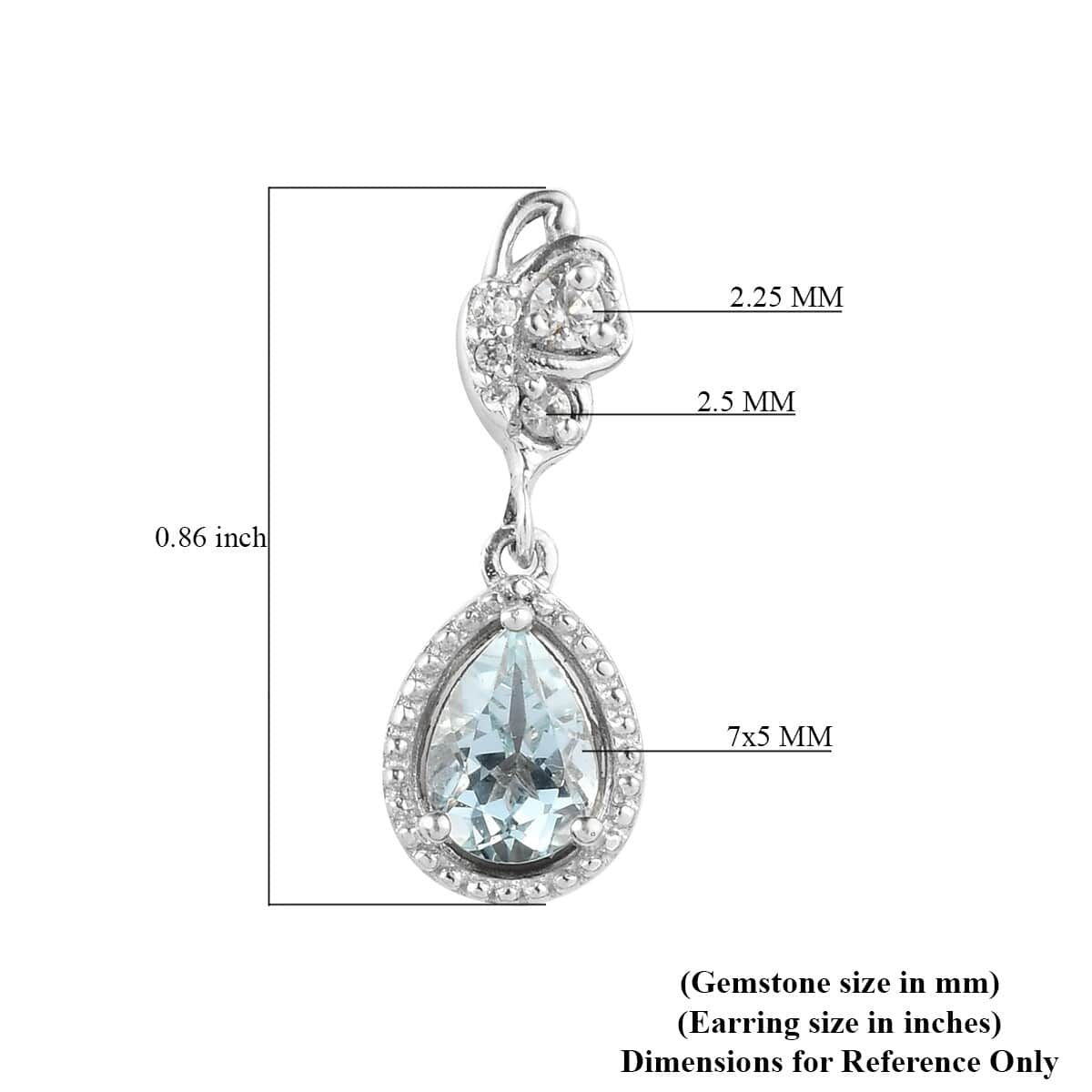 Premium Espirito Santo Aquamarine and Zircon Earrings in Platinum Over Sterling Silver 1.40 ctw image number 4