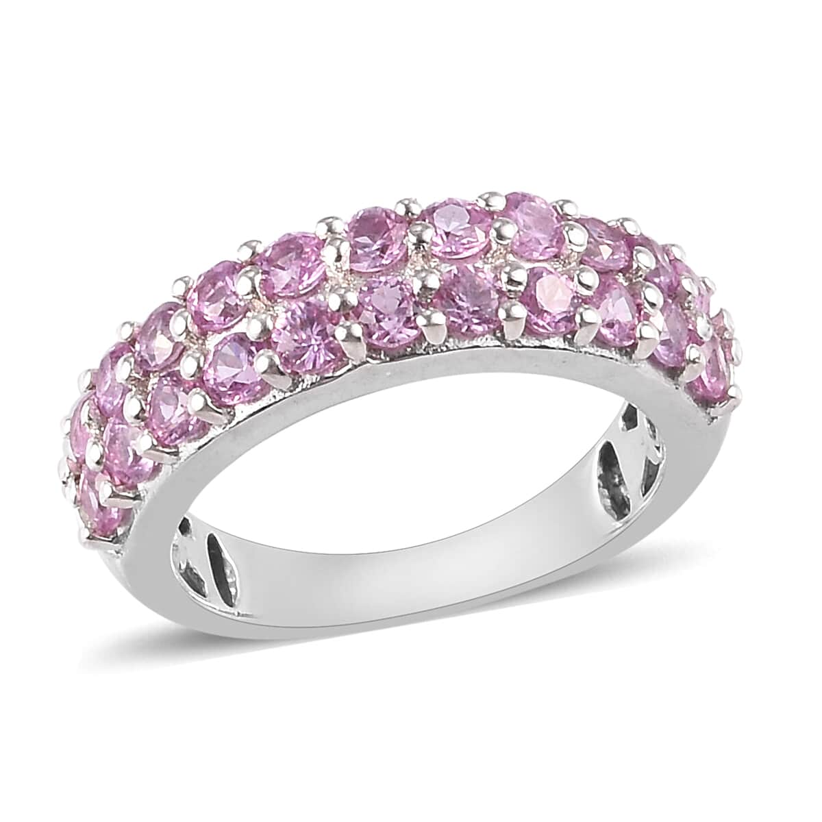 Madagascar Pink Sapphire Ring in Platinum Over Sterling Silver (Size 6.0) 1.50 ctw image number 0