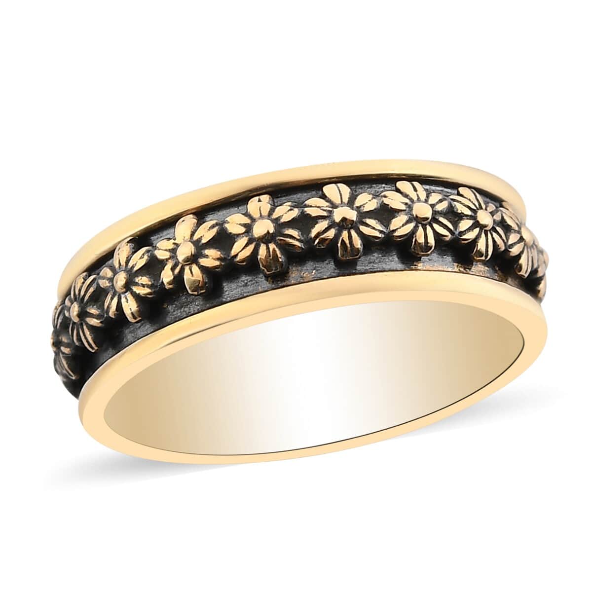 Floral Spinner Ring in 14K YG Over Copper image number 0