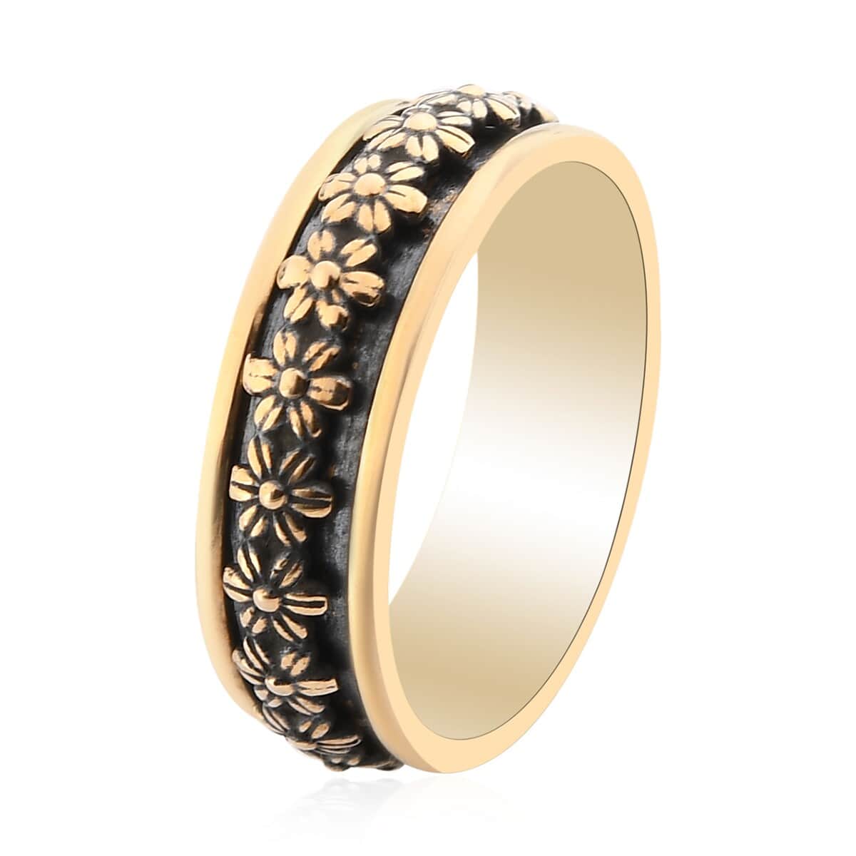 Floral Spinner Ring in 14K YG Over Copper image number 3
