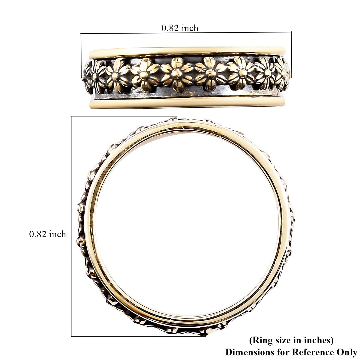 Floral Spinner Ring in 14K Yellow Gold Over Copper (Size 10.0)