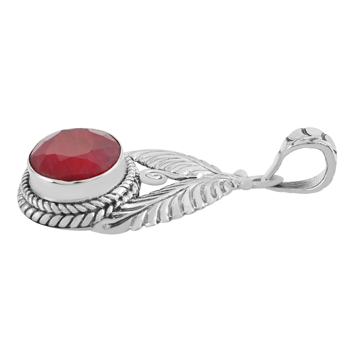 7.05 ctw Niassa Ruby and Black Diamond Pendant in Platinum Over Sterling Silver image number 2