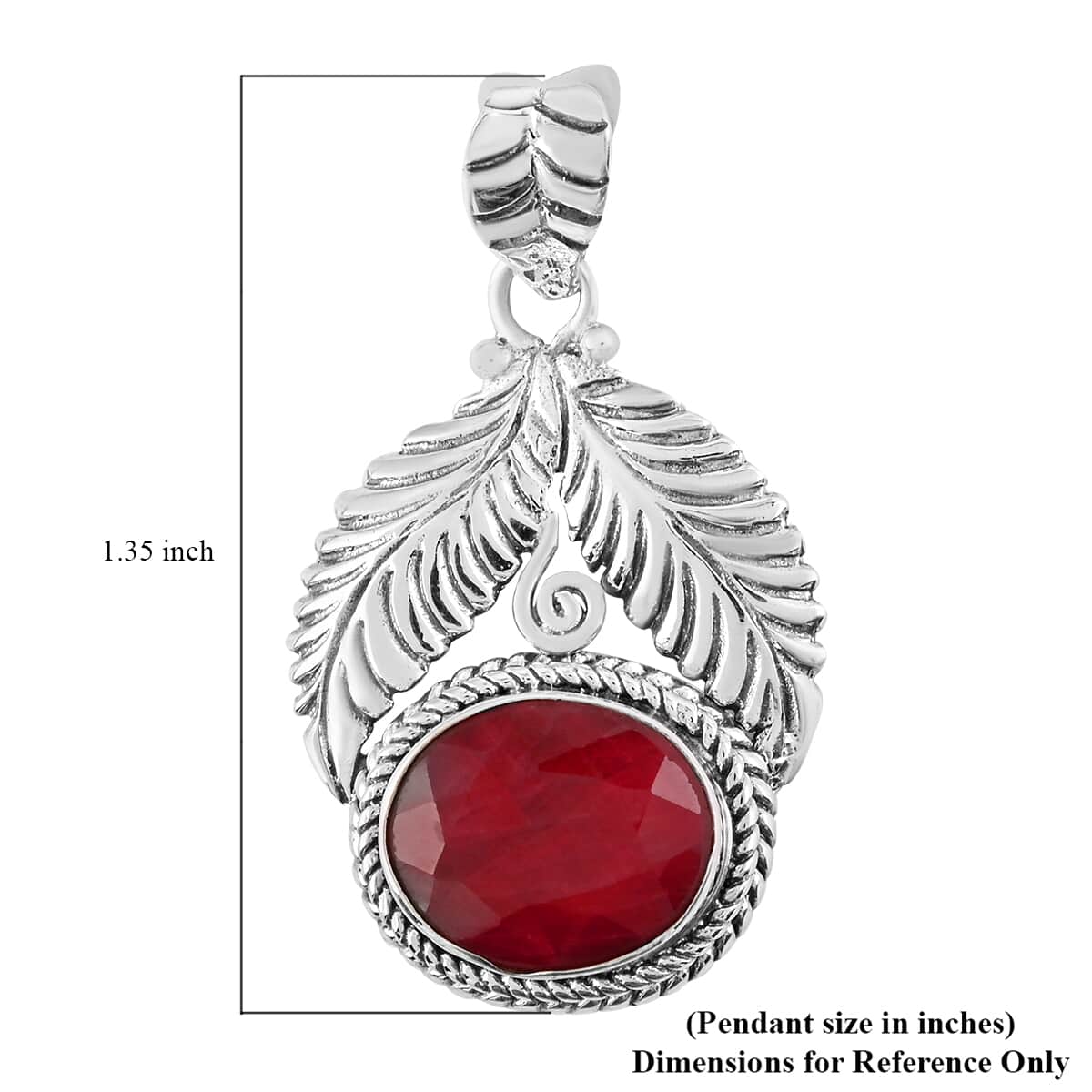 7.05 ctw Niassa Ruby and Black Diamond Pendant in Platinum Over Sterling Silver image number 3
