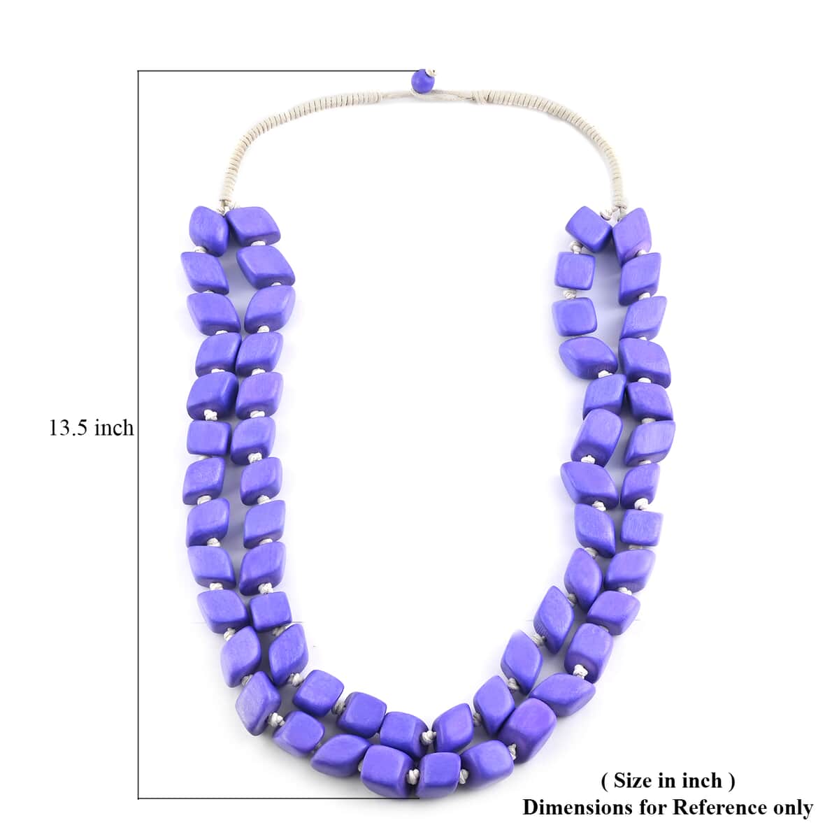 Purple Wooden Beaded Double Row Chunk Necklace 28-32 Inches image number 3