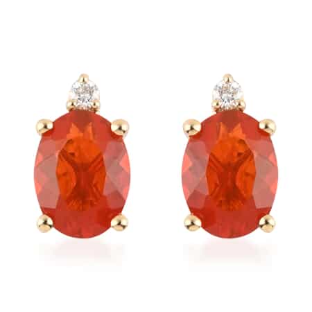 ILIANA 1.50 ctw AAA Salamanca Fire Opal and Diamond G-H SI Stud Earrings in 18K Yellow Gold image number 0