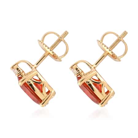 ILIANA 1.50 ctw AAA Salamanca Fire Opal and Diamond G-H SI Stud Earrings in 18K Yellow Gold image number 2