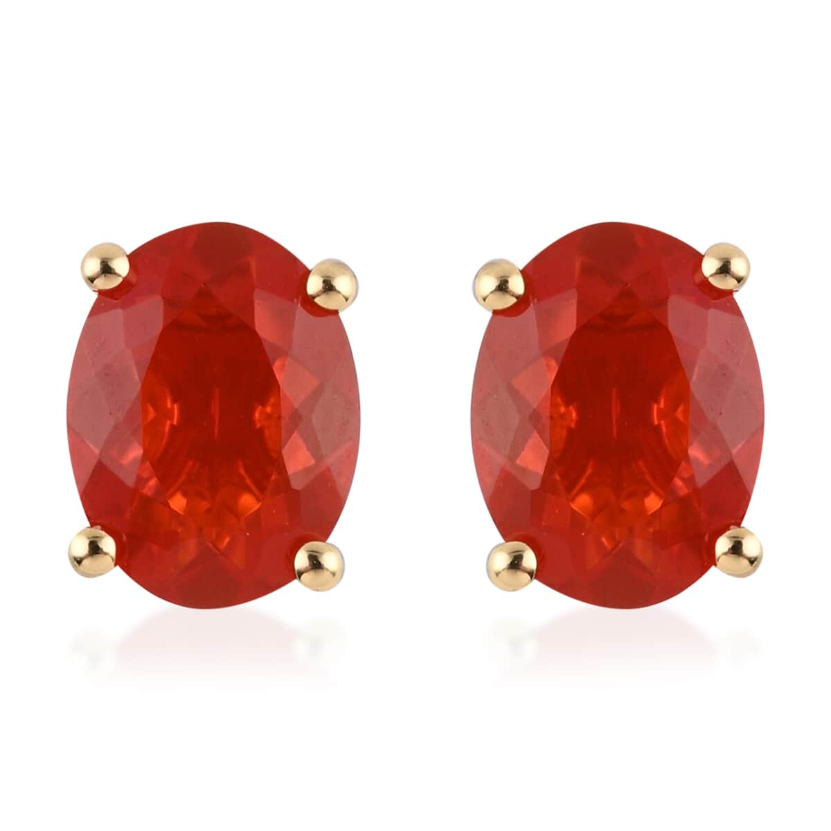 ILIANA 18K Yellow Gold AAA Crimson Fire Opal Solitaire Stud Earrings 1.85 Grams 1.50 ctw image number 0