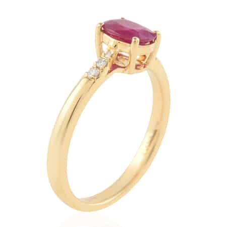 ILIANA 18K Yellow Gold AAA Royal Thai Ruby and G-H SI Diamond Ring (Size 7.0) 3.20 Grams 1.00 ctw image number 2