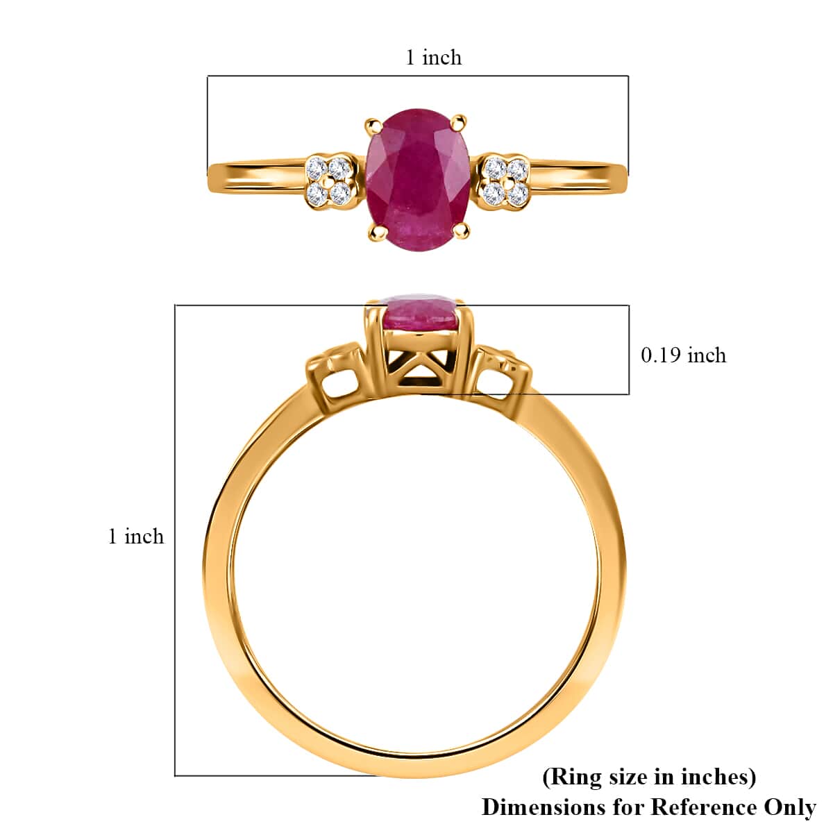 ILIANA 18K Yellow Gold AAA Royal Thai Ruby and G-H SI Diamond Ring 3.54 Grams 1.50 ctw image number 4