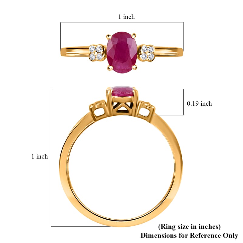 Iliana 18K Yellow Gold AAA Royal Ruby and G-H SI Diamond Ring (Size 10.0) 1.50 ctw