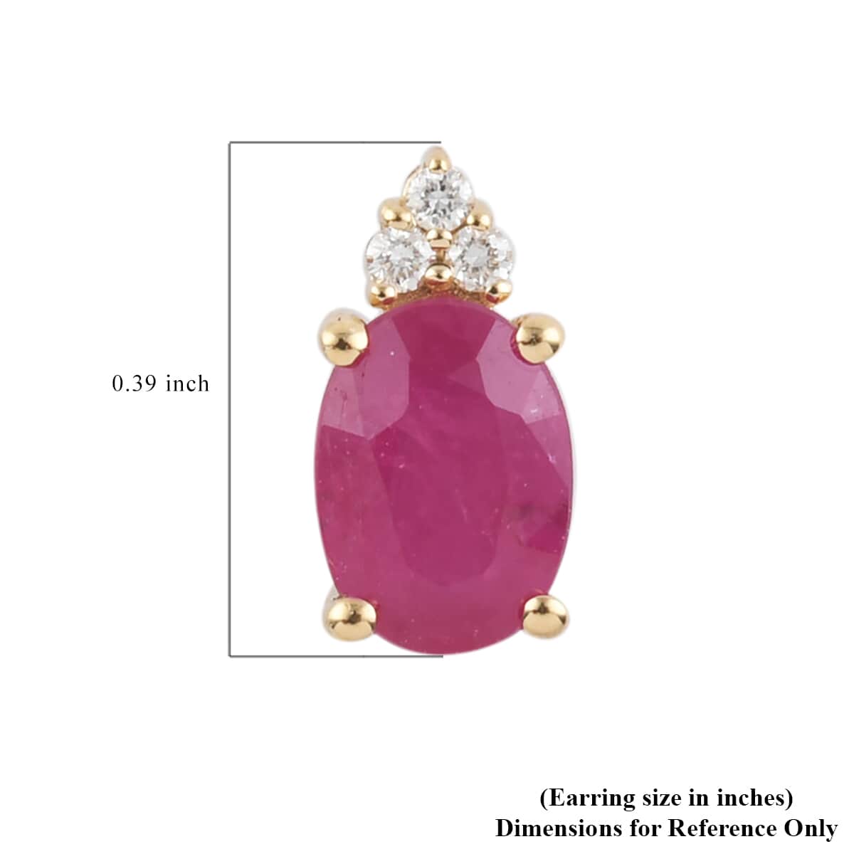 Iliana 18K Yellow Gold AAA Montepuez Ruby and G-H SI Diamond Earrings 1.90 ctw image number 3