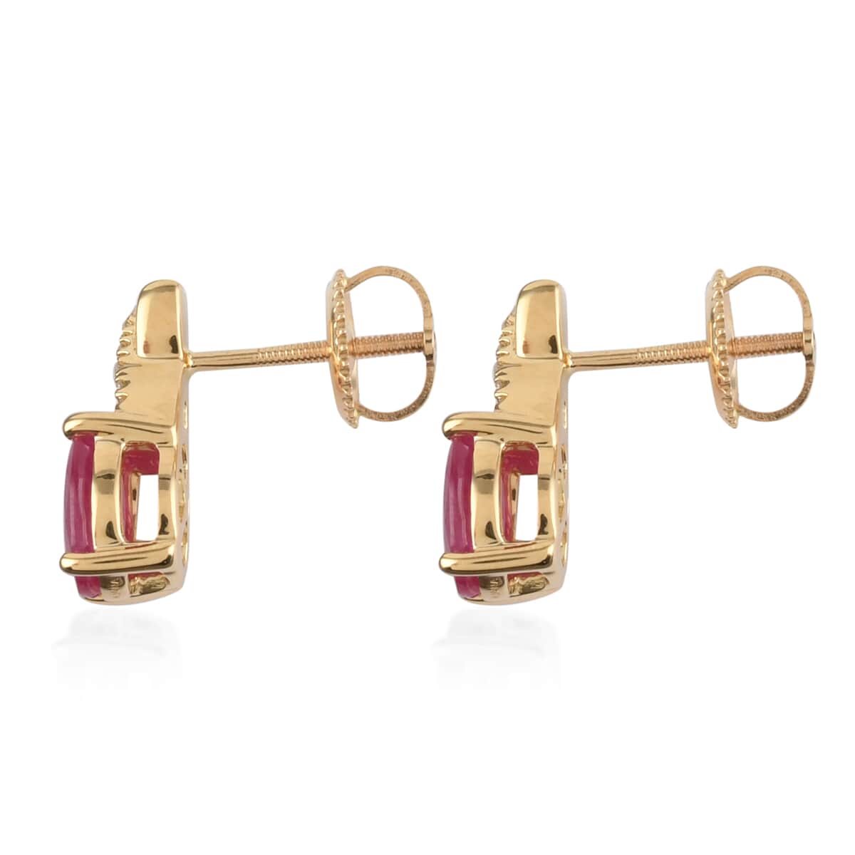 Iliana 18K Yellow Gold AAA Montepuez Ruby and G-H SI Diamond Earrings 1.90 ctw image number 2