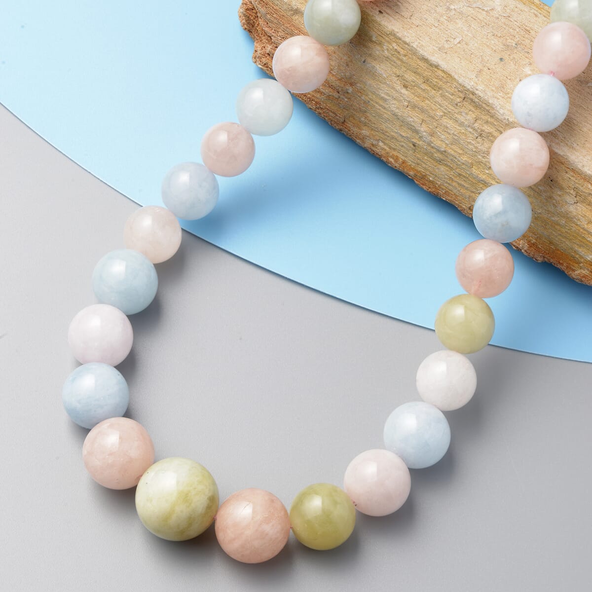 Espirito Santo Aquamarine, Marropino Morganite, Heliodor Beaded Necklace 18-22 Inches in Rhodium Over Sterling Silver with Magnetic Clasp 412.00 ctw image number 1