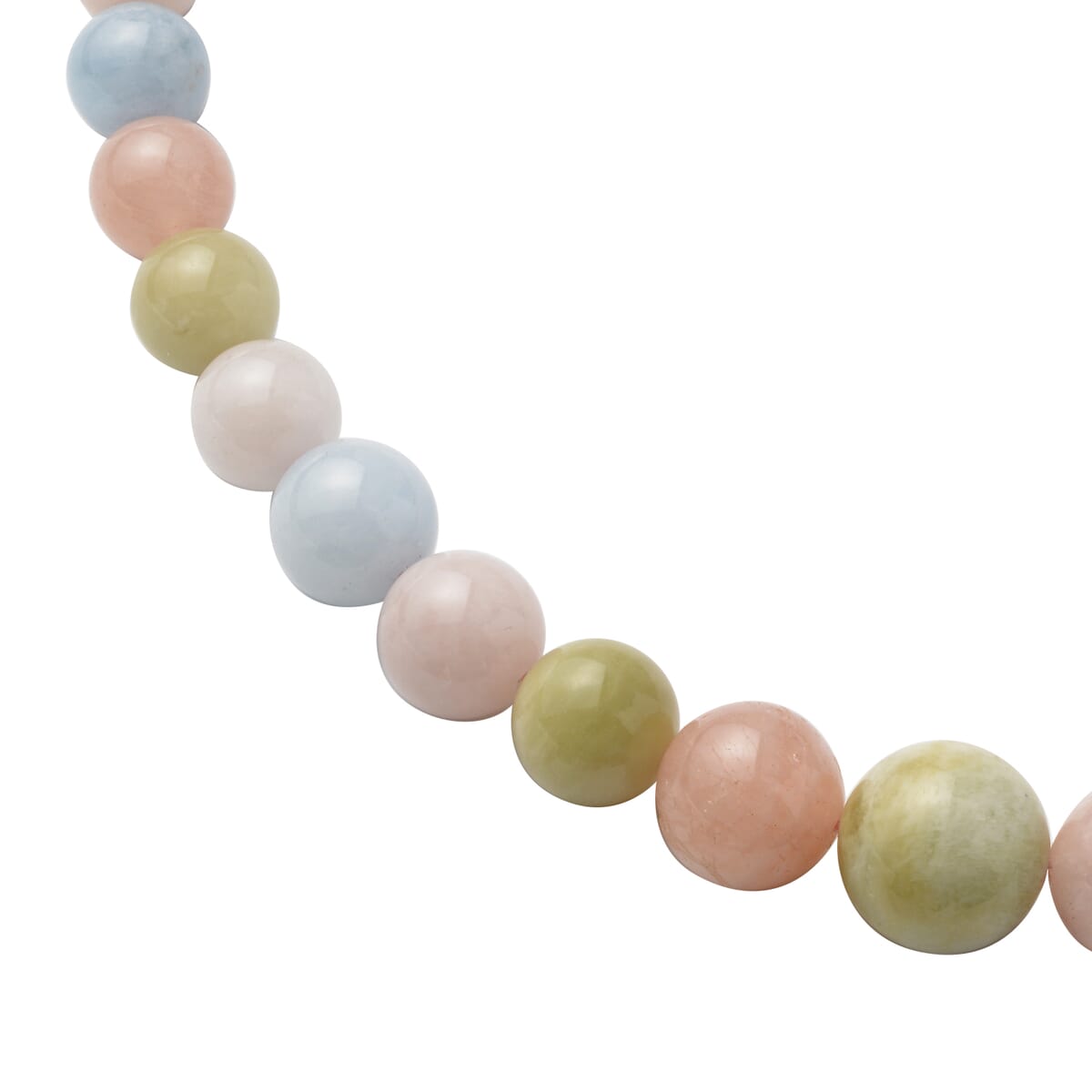Espirito Santo Aquamarine, Marropino Morganite, Heliodor Beaded Necklace 18-22 Inches in Rhodium Over Sterling Silver with Magnetic Clasp 412.00 ctw image number 2