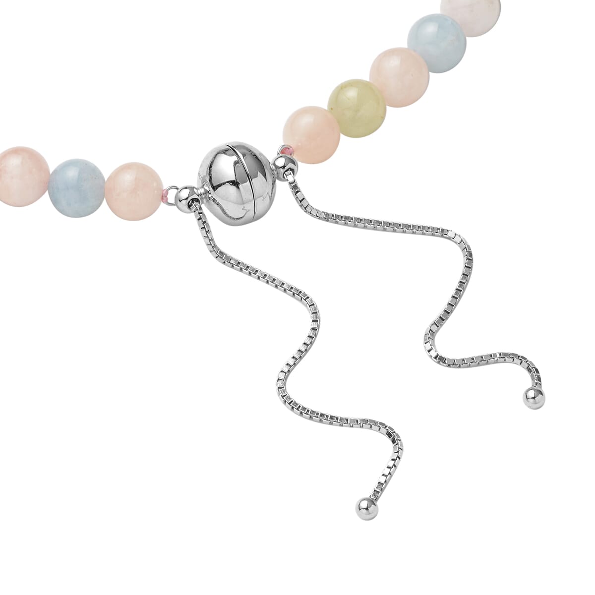 Espirito Santo Aquamarine, Marropino Morganite, Heliodor Beaded Necklace 18-22 Inches in Rhodium Over Sterling Silver with Magnetic Clasp 412.00 ctw image number 3