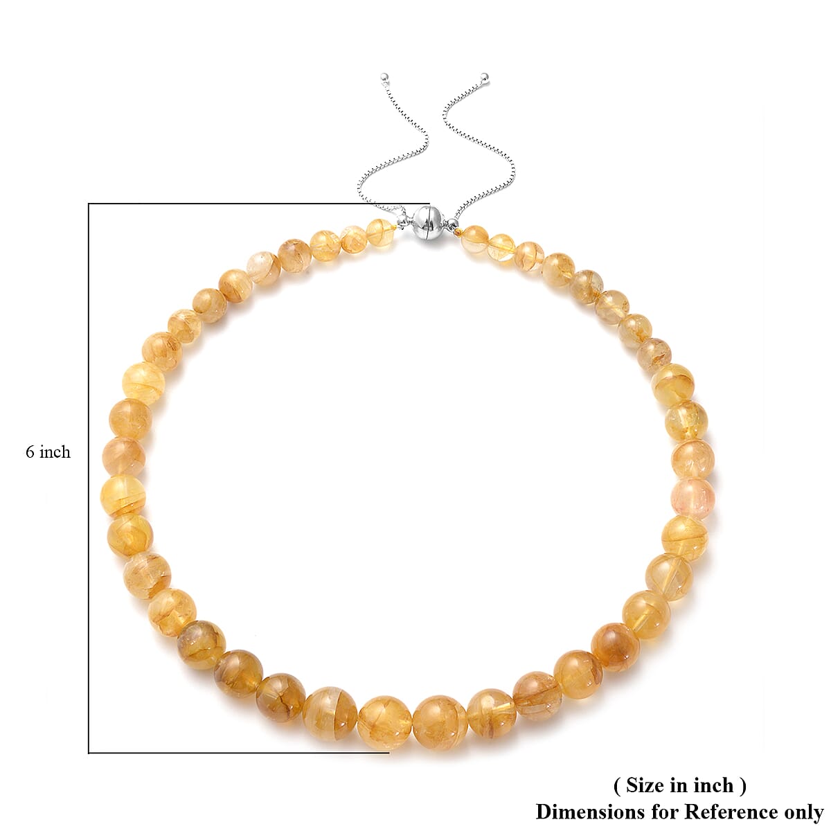 Tucson Show Yellow Frozen Quartz 8-16mm Beaded Necklace 18 Inches in Rhodium Over Sterling Silver 356.00 ctw image number 4