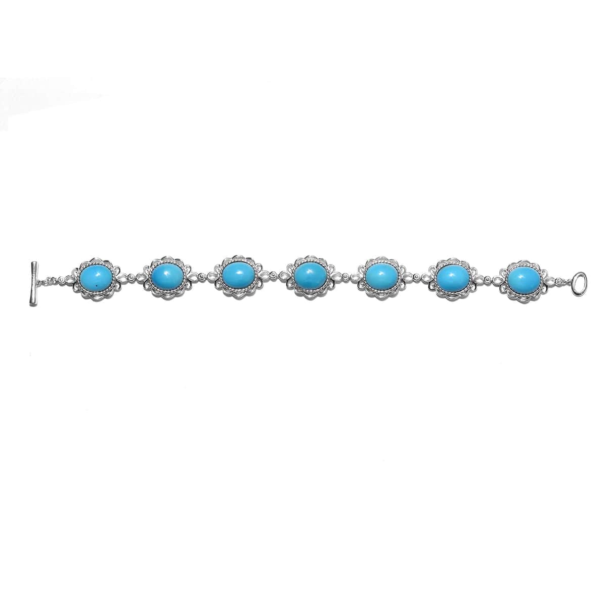 Sleeping Beauty Turquoise Bracelet in Platinum Over Sterling Silver (7.50 In) 15.00 ctw image number 0
