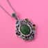 Green Jade and Multi Gemstone Pendant Necklace 20 Inches in Platinum Over Sterling Silver 9 Grams 13.40 ctw image number 1