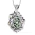 Green Jade and Multi Gemstone Pendant Necklace 20 Inches in Platinum Over Sterling Silver 9 Grams 13.40 ctw image number 4