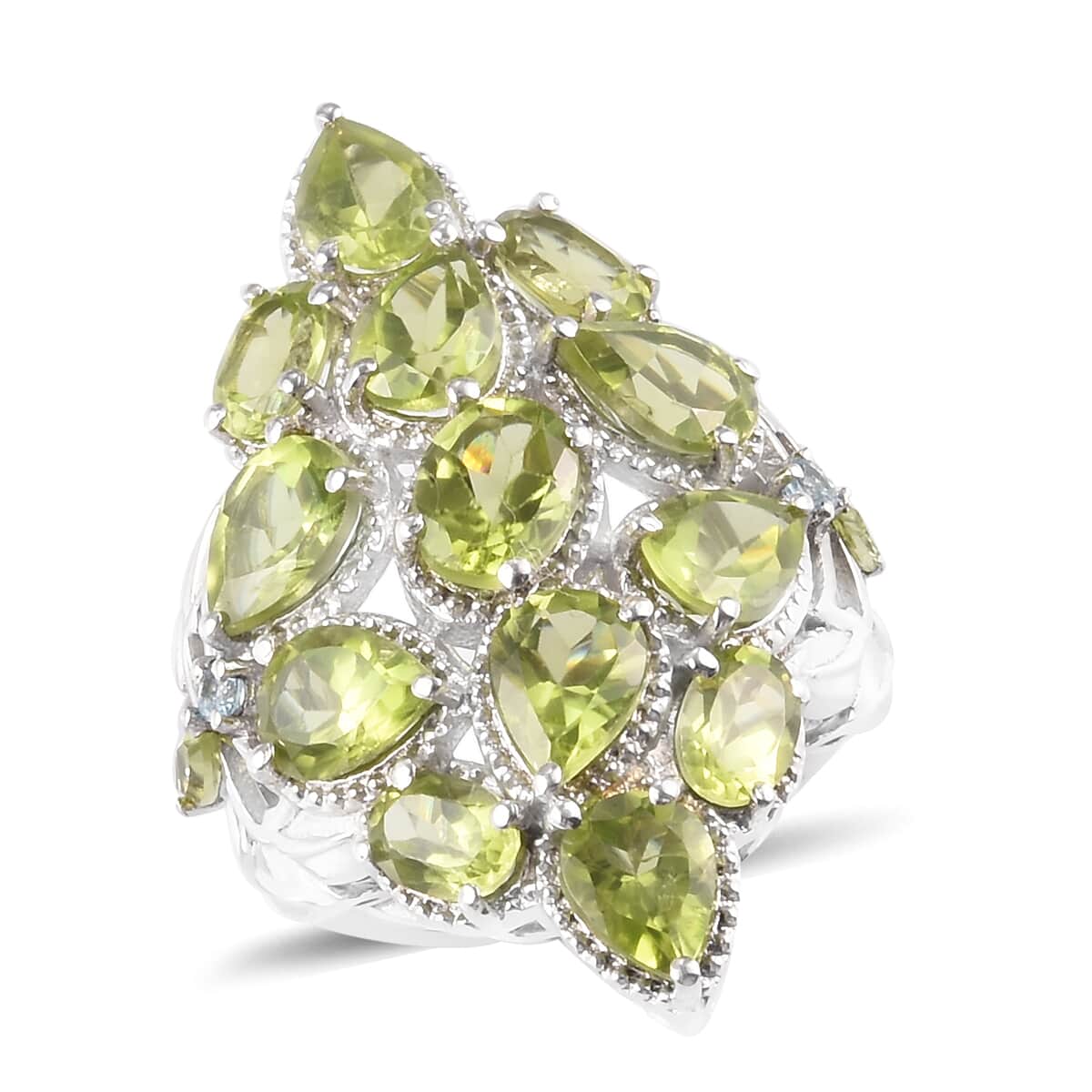 Peridot and Sky Blue Topaz Ring in Platinum Over Sterling Silver (Size 6.0) 9.45 Grams 6.30 ctw image number 0