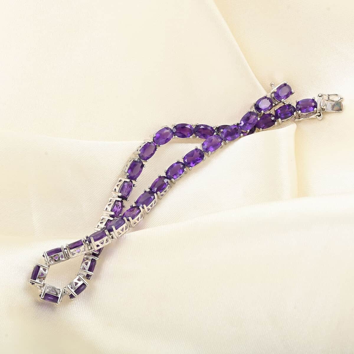 Amethyst Bracelet in Platinum Over Sterling Silver (8.00 In) 13.44 ctw image number 1