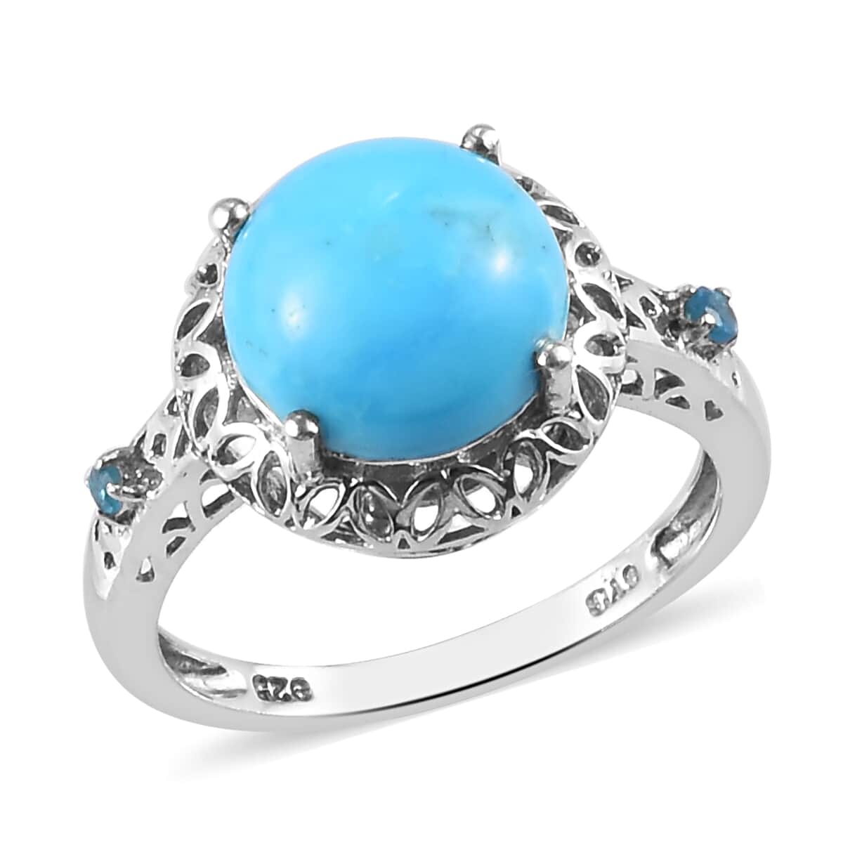 Sleeping Beauty Turquoise and Malgache Neon Apatite Ring in Platinum Over Sterling Silver (Size 7.0) 3.48 ctw image number 0