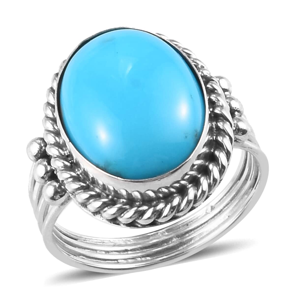 American Natural Sleeping Beauty Turquoise Ring in Platinum Over Sterling Silver (Size 6.0) 8.90 ctw image number 0