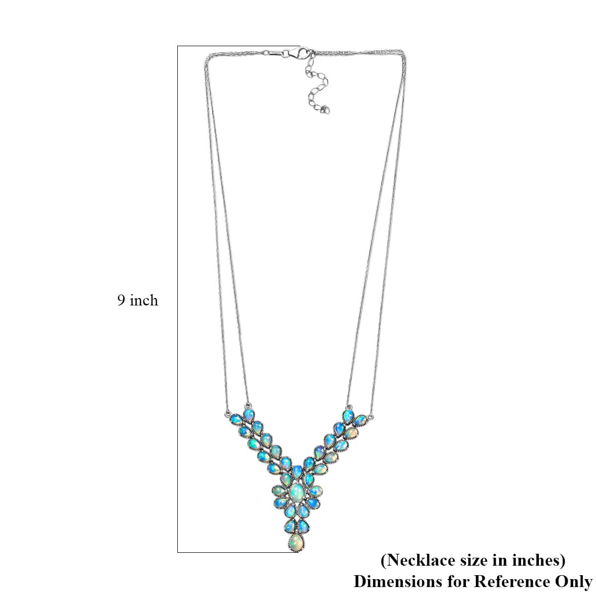 Premium Ethiopian Welo Opal Floral Necklace 18 Inches in Platinum Over Sterling Silver 9.40 ctw image number 5