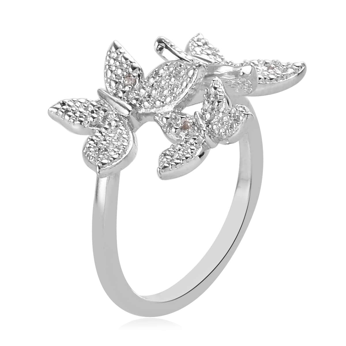 Diamond Accent Butterfly Ring in Platinum Over Copper (Size 7.0) image number 3