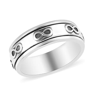 D'Joy Sterling Silver Spinner Band Ring, Fidget Rings for Anxiety, Stress Relieving Anxiety Ring, Wedding Band, Promise Rings 4.50 g