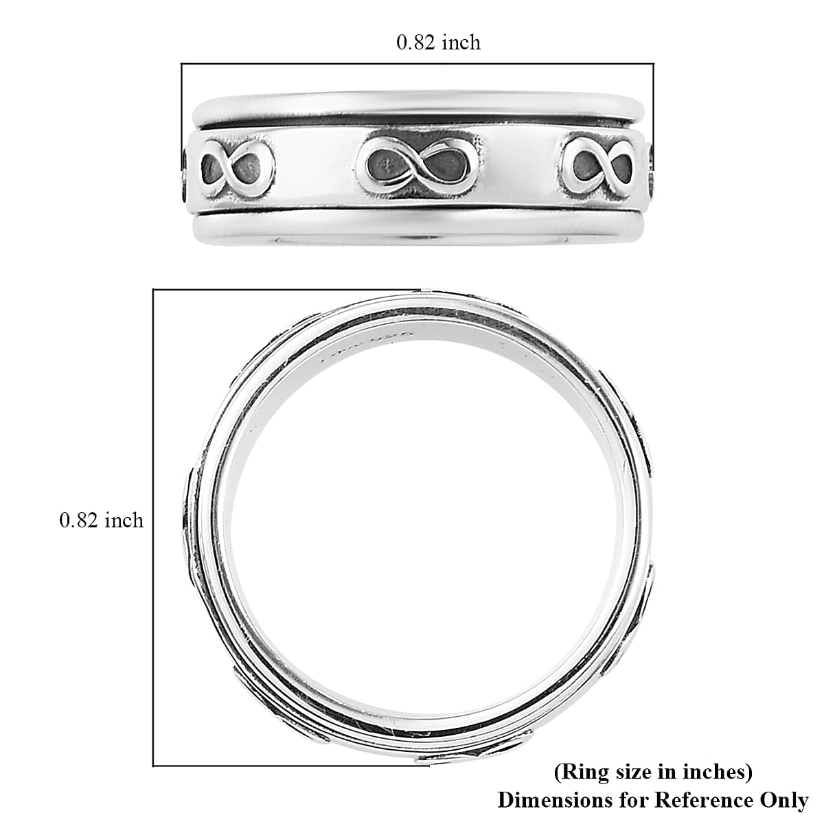 D'Joy Sterling Silver Spinner Band Ring, Fidget Rings for Anxiety, Stress Relieving Anxiety Ring, Wedding Band, Promise Rings 4.50 g