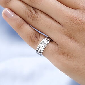 D'Joy Sterling Silver Spinner Ring, Anxiety Ring for Women, Fidget Rings for Anxiety for Women, Promise Rings (5.20g) (Size 5.00)