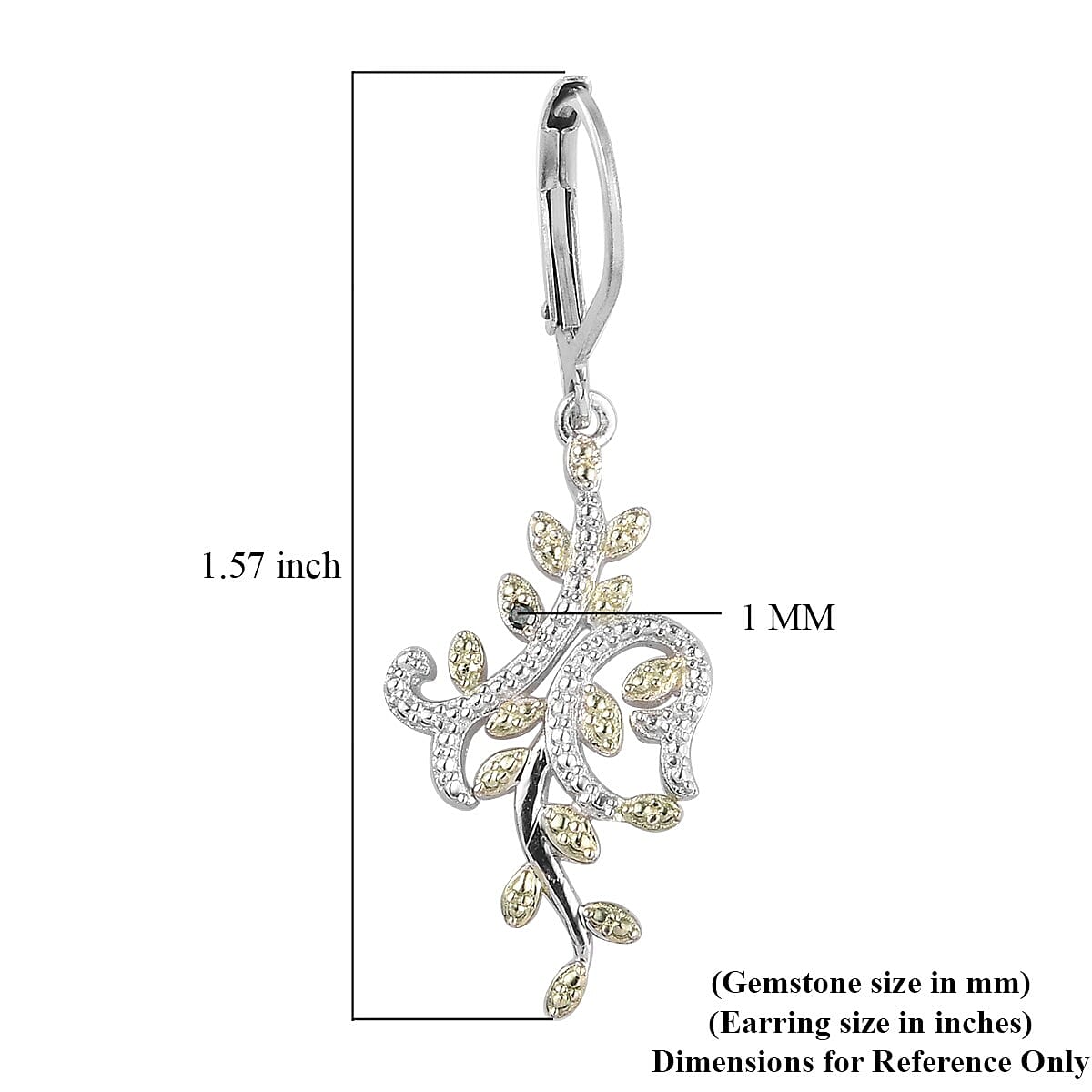 Karis Green Diamond Accent Dangle Leafs Earrings in Rhodium & Platinum Bond