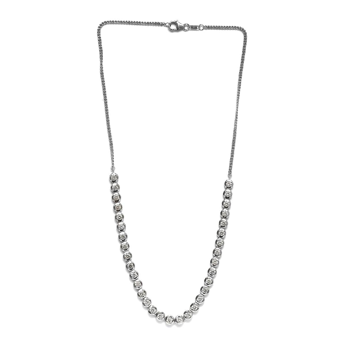 Lustro Stella Made with Finest CZ Fancy Necklace 18 Inches in Platinum Over Sterling Silver 6.65 ctw image number 0