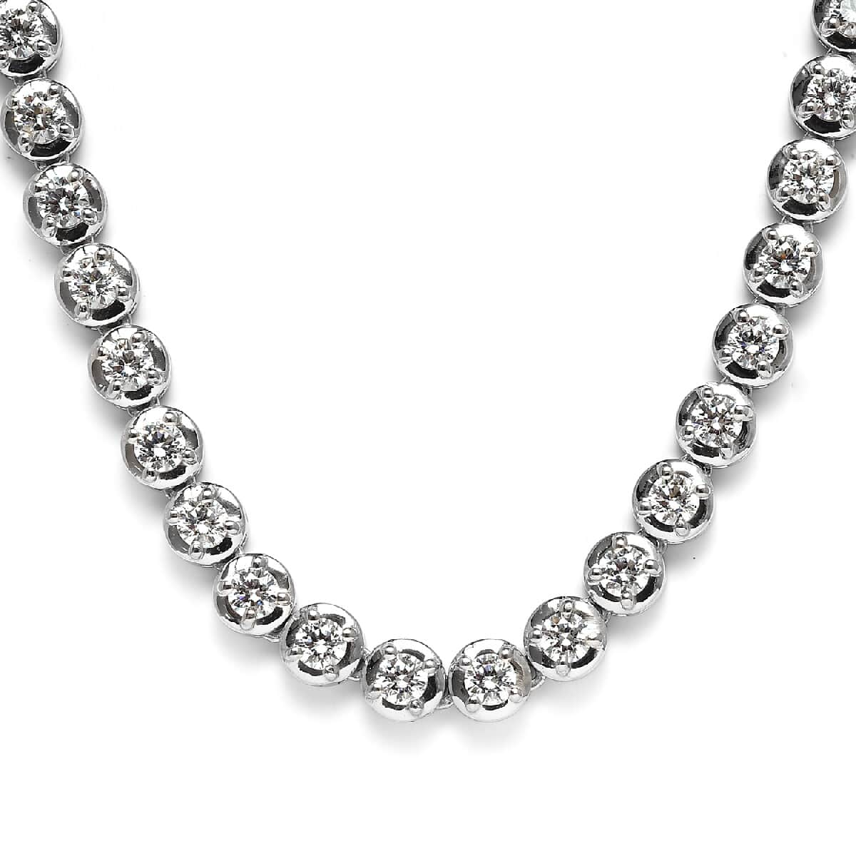 LUSTRO STELLA Made with Finest CZ Fancy Necklace 18 Inches in Platinum Over Sterling Silver 15 Grams 6.65 ctw image number 2